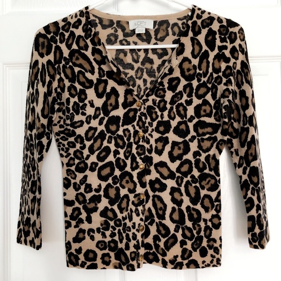 LOFT Sweaters - Petite Leopard Cardigan